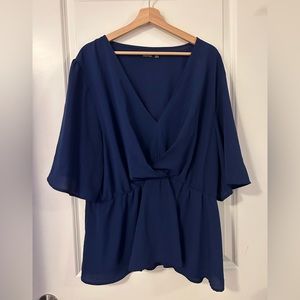 Navy Blue Boohoo Peplum Top